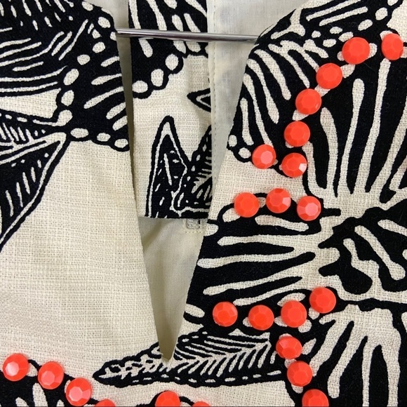 J. Crew Notch Shell Embellished Polynesian Beaded Top Cotton Blend Sleeveless 0 - Picture 5 of 10